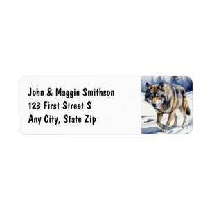 Watercolor Wolf Wolves Animal Nature Wildlife Art Label