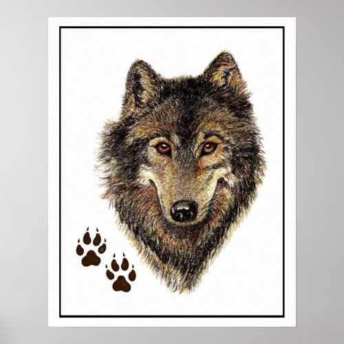 Watercolor Wolf Wolves Wild Animal Nature Poster