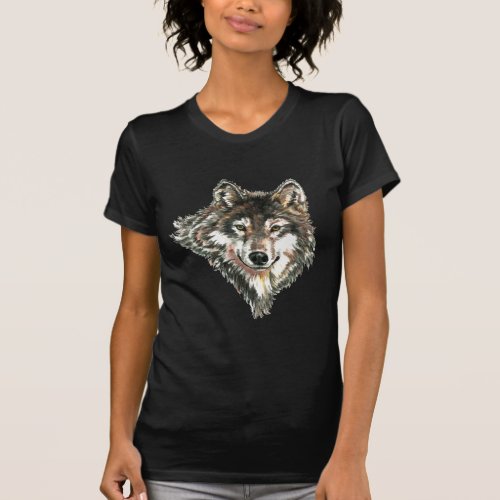 Watercolor Wolf Wolves Wild Animal Nature T_Shirt