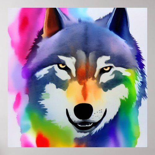 Watercolor Wolves For Pride Poster