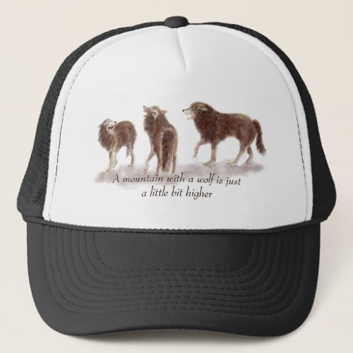 Watercolor Wolves Howling Mountain is Higher Trucker Hat