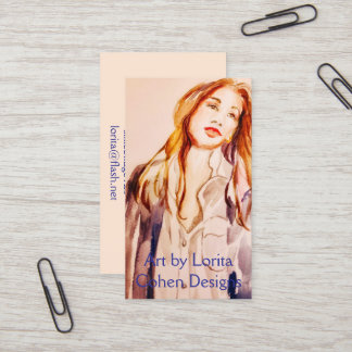 Watercolor woman business cards by Lorita Cohen