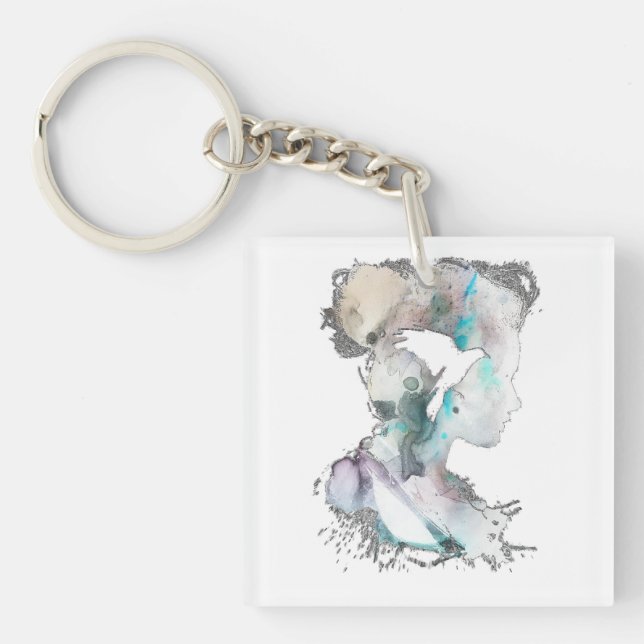 Watercolor Woman Keychain (Front)
