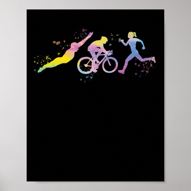 Watercolor Womens Triathlon Poster (Front)