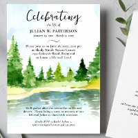 Watercolor Wooded Lake Celebration of Life Poem