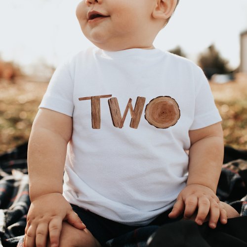 Watercolor Wooden 2nd Birthday Boy Baby T_Shirt