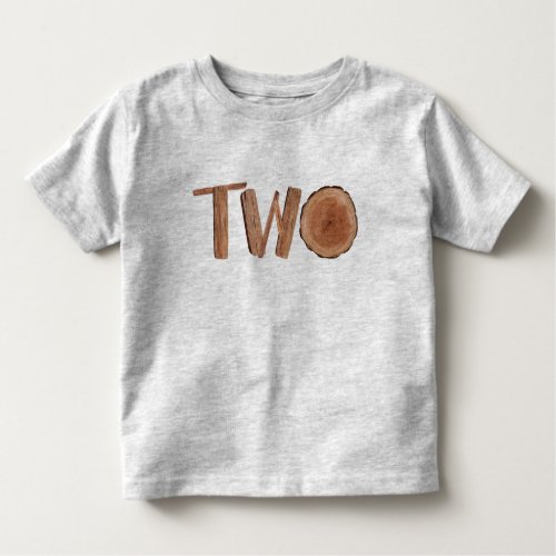 Watercolor Wooden 2nd Birthday Boy Toddler T_shirt