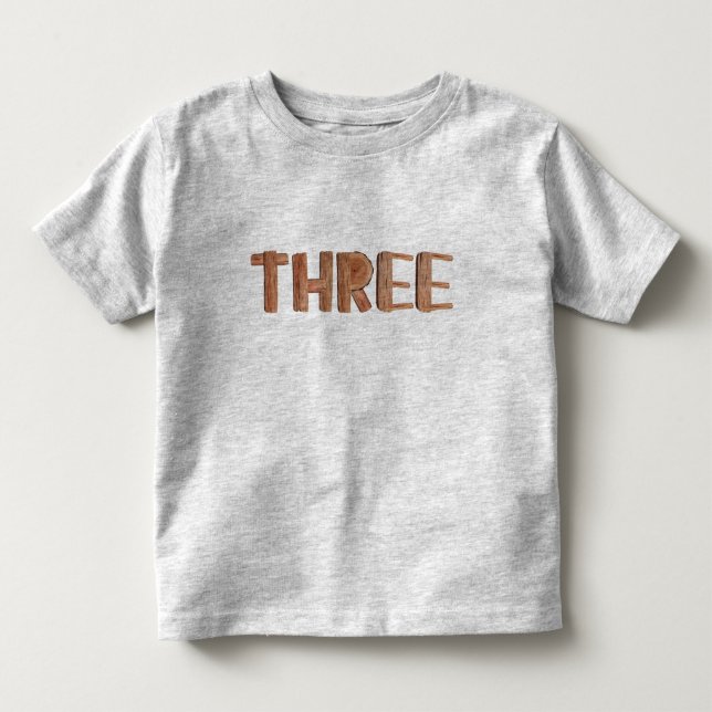 Watercolor Wooden 3rd Birthday Boy Toddler T-shirt (Front)