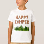 Watercolor Wooden Happy Camper Pine Trees  T-shirt at Zazzle