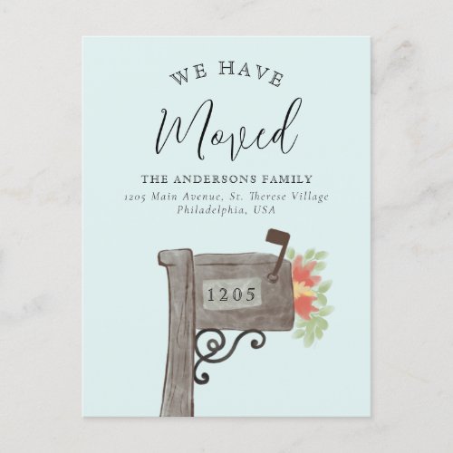 Watercolor Wooden Mailbox New Home Moving Announce Announcement Postcard