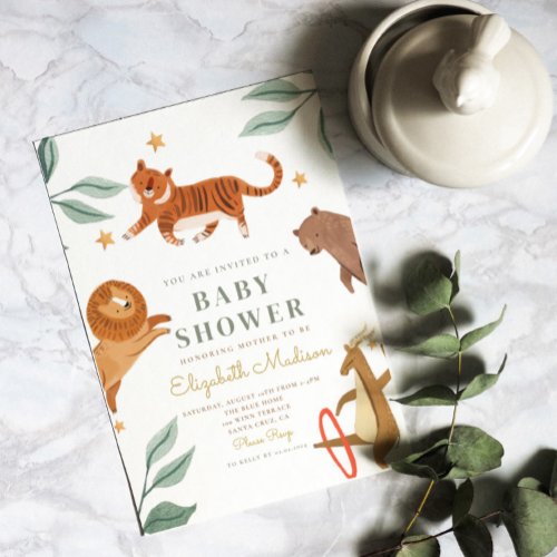 Watercolor Woodland Animal Baby Shower invitation