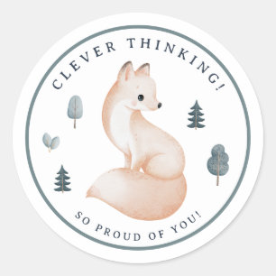 Watercolor Woodland Animal Clever Thinking Teacher Classic Round Sticker