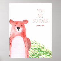 Watercolor Woodland Animal Nursery Art