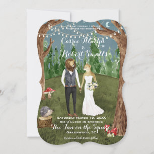 Watercolor Woodland Animal Wedding Invitation