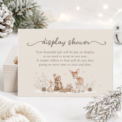 Watercolor Woodland Animals Baby Display Shower Enclosure Card