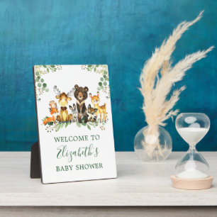 Watercolor Woodland Animals Baby Shower 5x7 Plaque