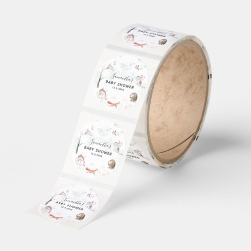 Watercolor Woodland Animals Baby Shower Classic Round Sticker