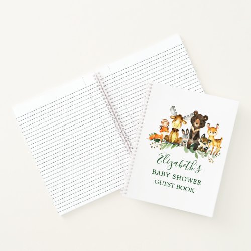Watercolor Woodland Animals Baby Shower Guest Book