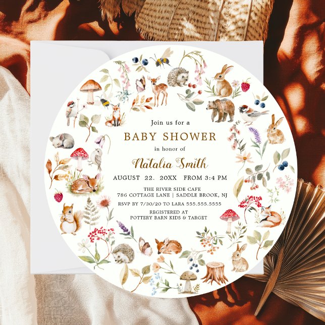  Watercolor Woodland Animals Baby Shower Invitation (Creator Uploaded)