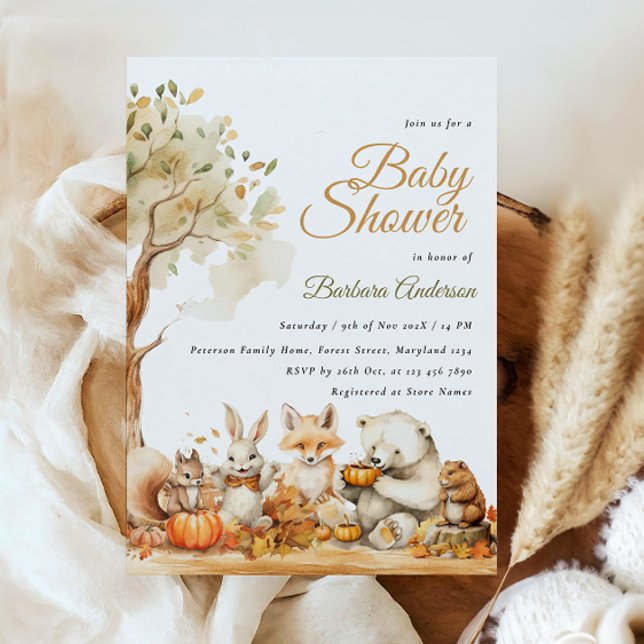 Watercolor Woodland Animals Baby Shower  Invitation (Creator Uploaded)