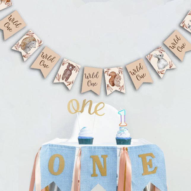 Watercolor Woodland Animals Birthday Bunting Flags (Creator Uploaded)