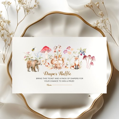 Watercolor Woodland Animals Diaper Raffle Ticket Enclosure Card