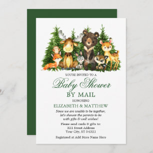 Watercolor Woodland Animals Trees Shower By Mail Invitation