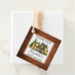 Watercolor Woodland Animals Wood Baby Shower Favor Tags