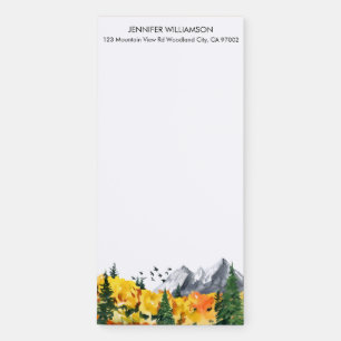 Watercolor Woodland Autumn Nature Forest Trees Magnetic Notepad