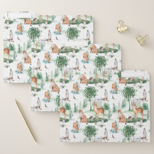 Watercolor Woodland Baby Animal Pattern File Folder