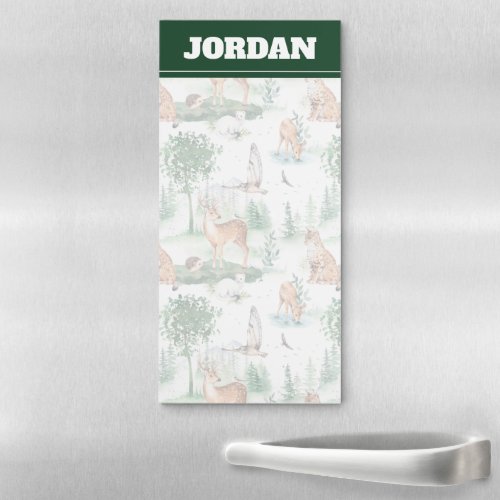 Watercolor Woodland Baby Animal Pattern Magnetic Notepad