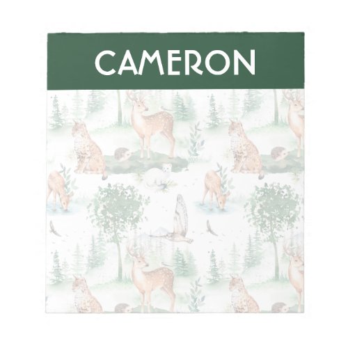 Watercolor Woodland Baby Animal Pattern Notepad