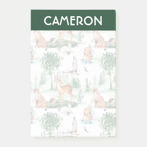 Watercolor Woodland Baby Animal Pattern Post_it Notes