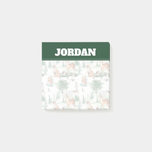 Watercolor Woodland Baby Animal Pattern Post_it Notes