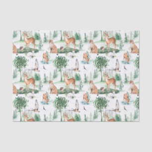 Watercolor Woodland Baby Animal Pattern Tissue Paper