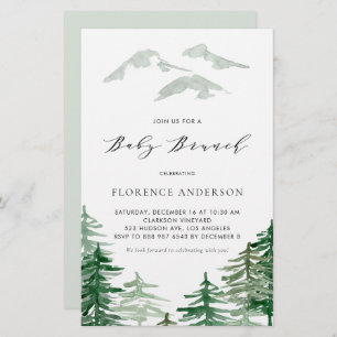 Watercolor Woodland Baby Brunch Invitation