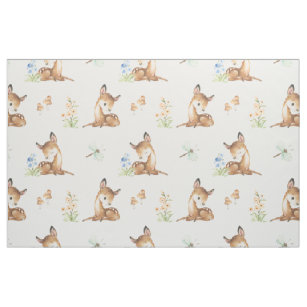 33 Woodland Animals - Baby Animals in Forest,woodland nursery  fabric,animal nursery fabric,baby animals fabric white Fabric byutart