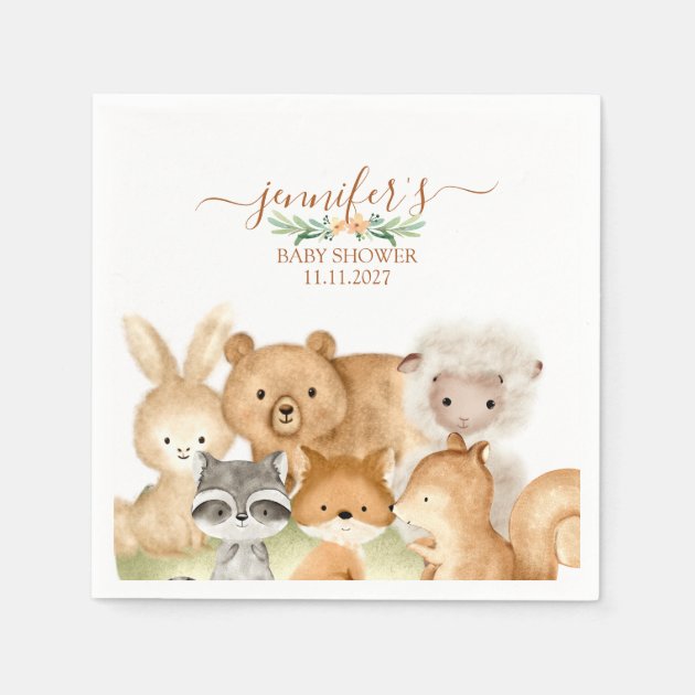 Watercolor Woodland Baby Napkins