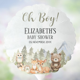 Watercolor Woodland Baby Shower Boy Balloon