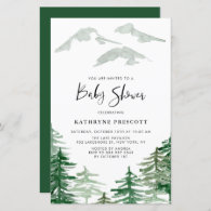 Watercolor Woodland Baby Shower Invitation