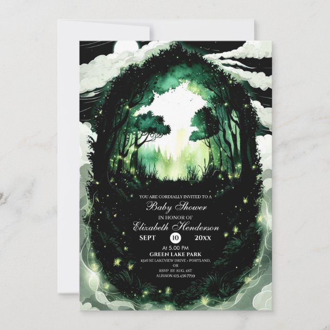 Watercolor Woodland Baby Shower Invitation (Front)