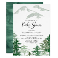 Watercolor Woodland Baby Shower Invitation