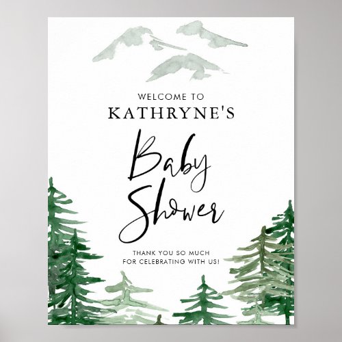 Watercolor Woodland Baby Shower Welcome Sign