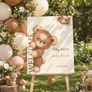 Watercolor Woodland Bear Welcome Baby Shower Foam Board