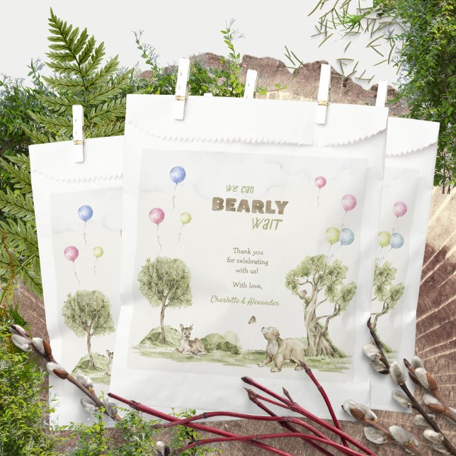 Watercolor Woodland Bearly Wait Whimsical Favor Bag (Watercolor Woodland Bearly Wait Whimsical Favor Bags ©Susanne Sachers - Sunny Mind 🌞)