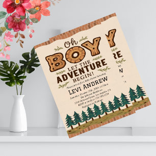 Watercolor Woodland Boy Baby Shower  Invitation
