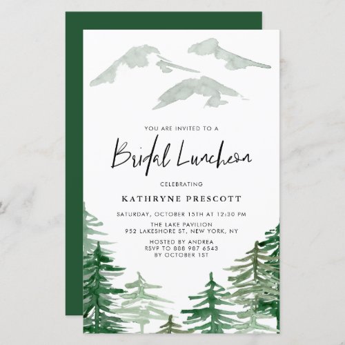 Watercolor Woodland Bridal Luncheon Invitation