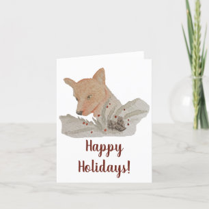 Watercolor Woodland Christmas Fox Holiday Card