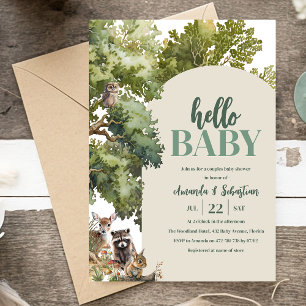 Watercolor Woodland Couples Baby Shower Invitation