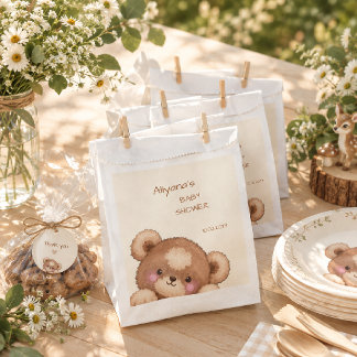 Watercolor Woodland Cute Cub Bear Baby Shower Favor Bag